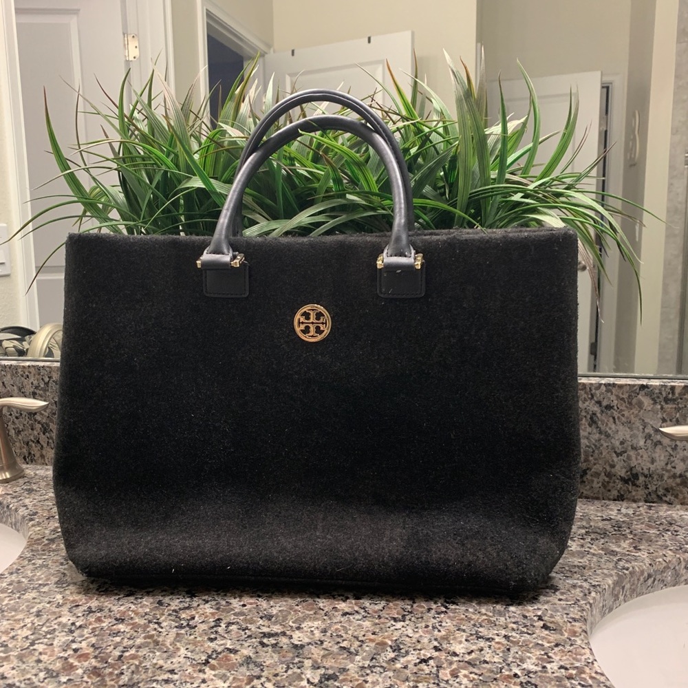 Tory Burch Wool Tote, Black